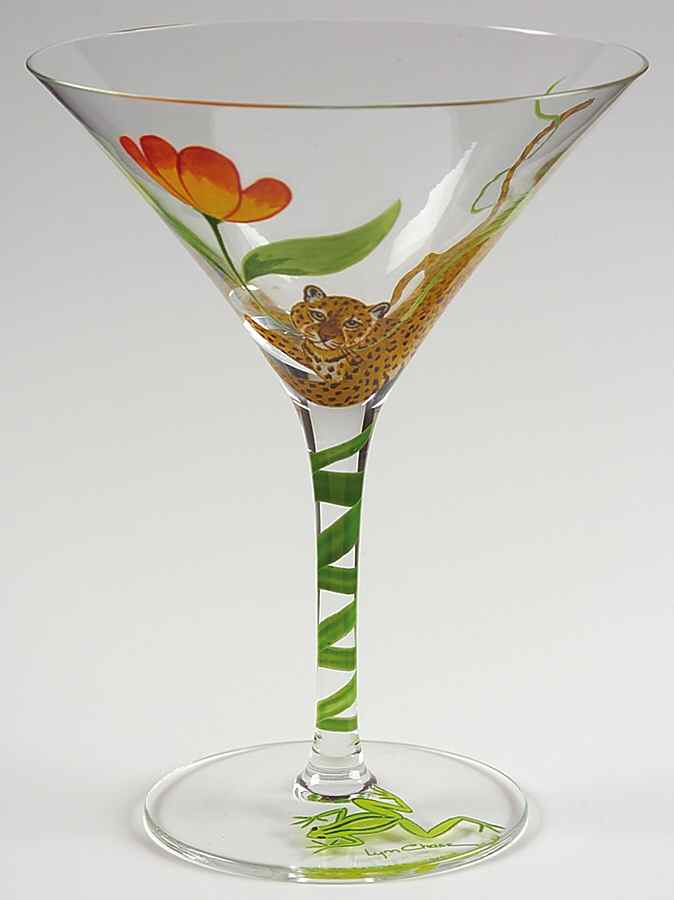 Jaguar Jungle Glassware Martini by Lynn Chase-1