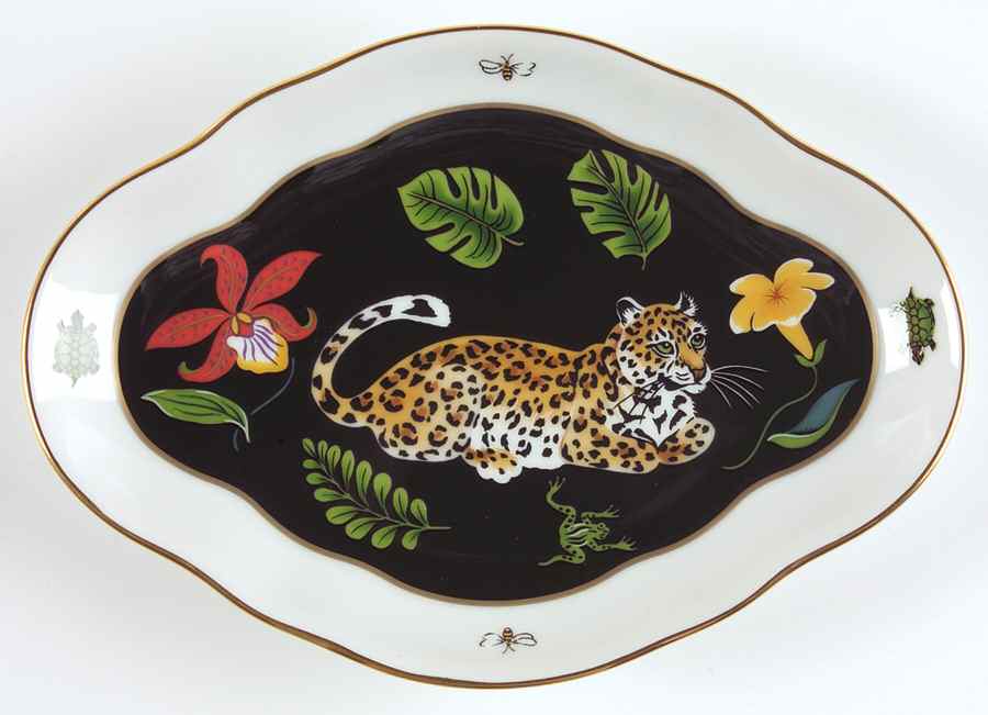 Jaguar Jungle Large Leaf Dish by Lynn Chase-1