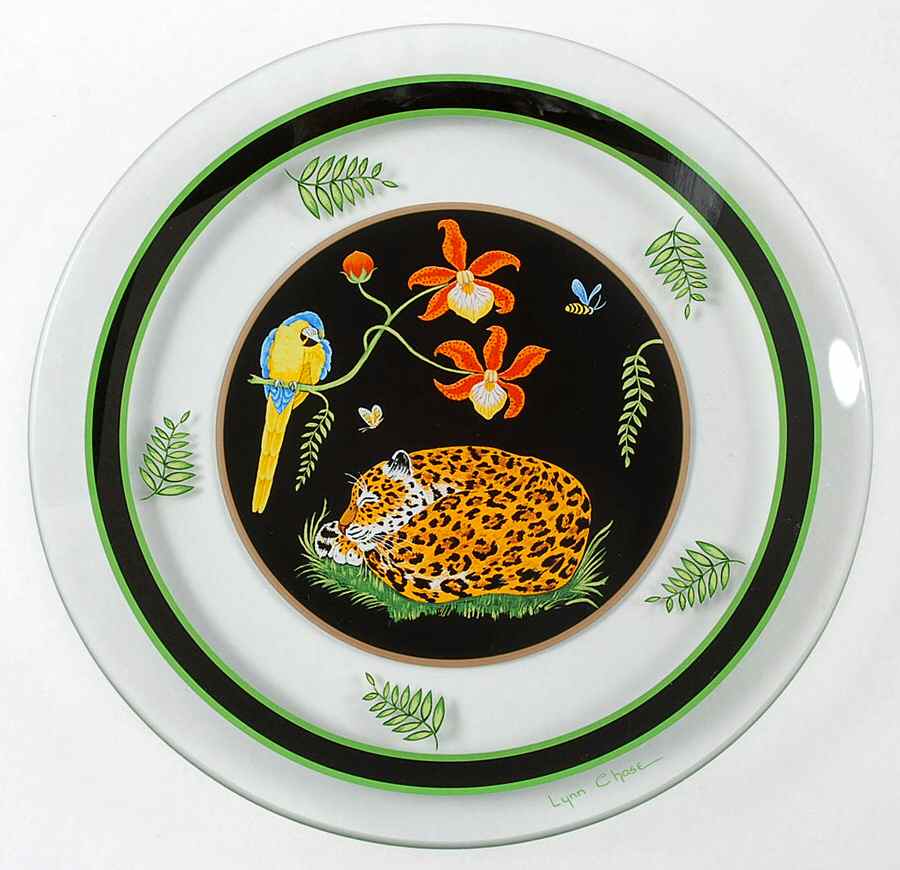 Jaguar Jungle Glassware Dessert Plate by Lynn Chase-1
