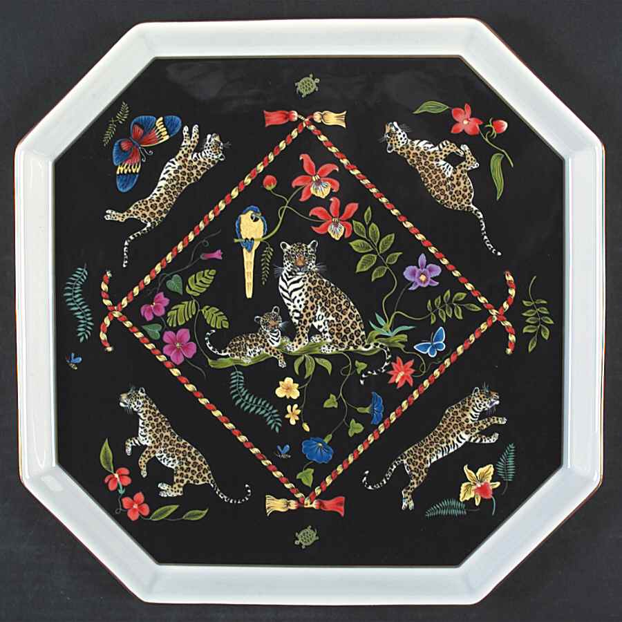 Jaguar Jungle 12" Octagonal Serving Platter by Lynn Chase-1