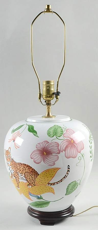 Jungle Flowers 24" Electric Lamp No Shade by Lynn Chase-1