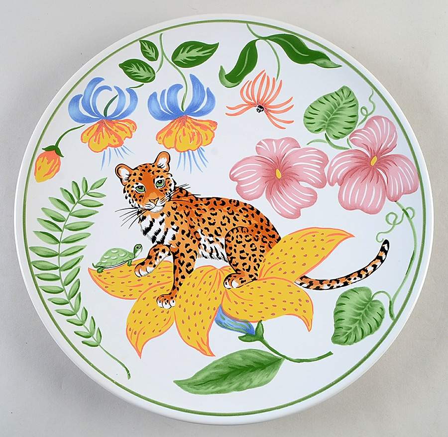 Jungle Flowers 13" Wall Plate by Lynn Chase-1