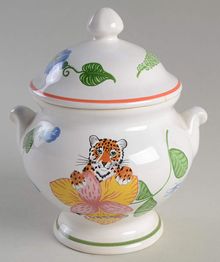 Jungle Flowers Small Cookie Jar & Lid by Lynn Chase-1