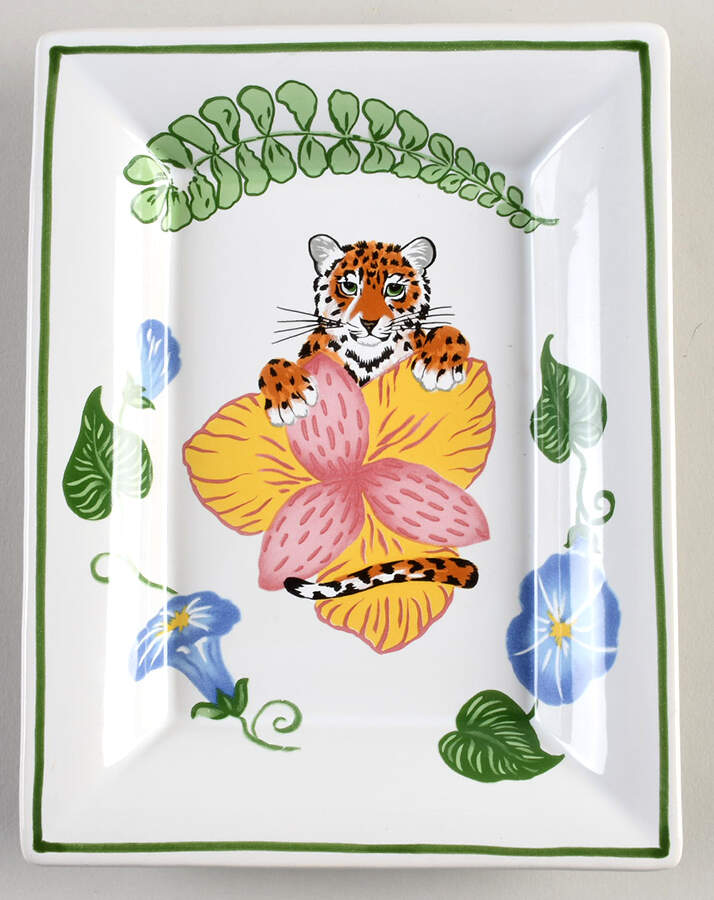 Jungle Flowers Rectangular Tray by Lynn Chase-1