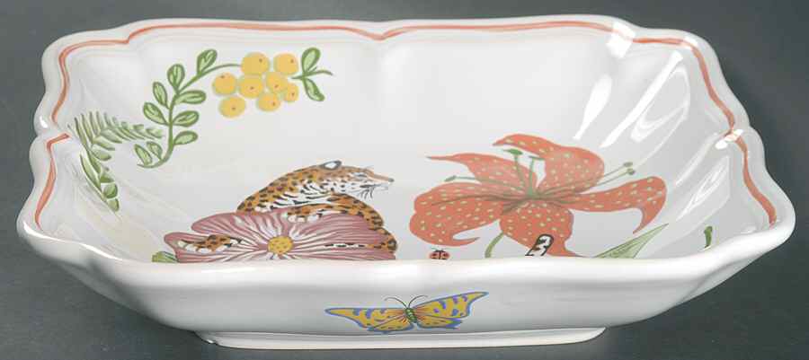 Jungle Flowers 9" Square Vegetable Bowl by Lynn Chase-1