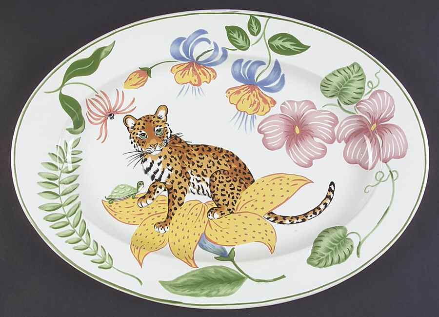 Jungle Flowers 16" Oval Serving Platter by Lynn Chase-1