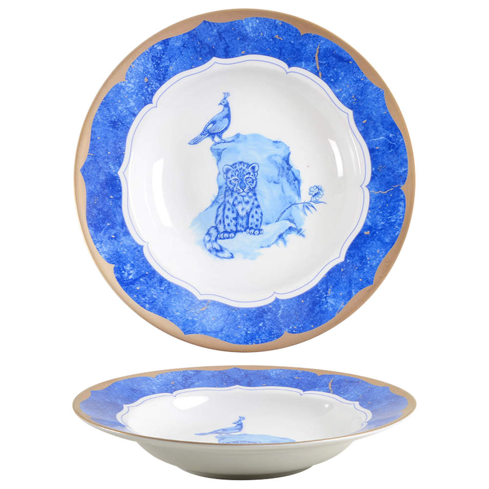 Leopard Lazuli Large Rim Soup Bowl by Lynn Chase-1