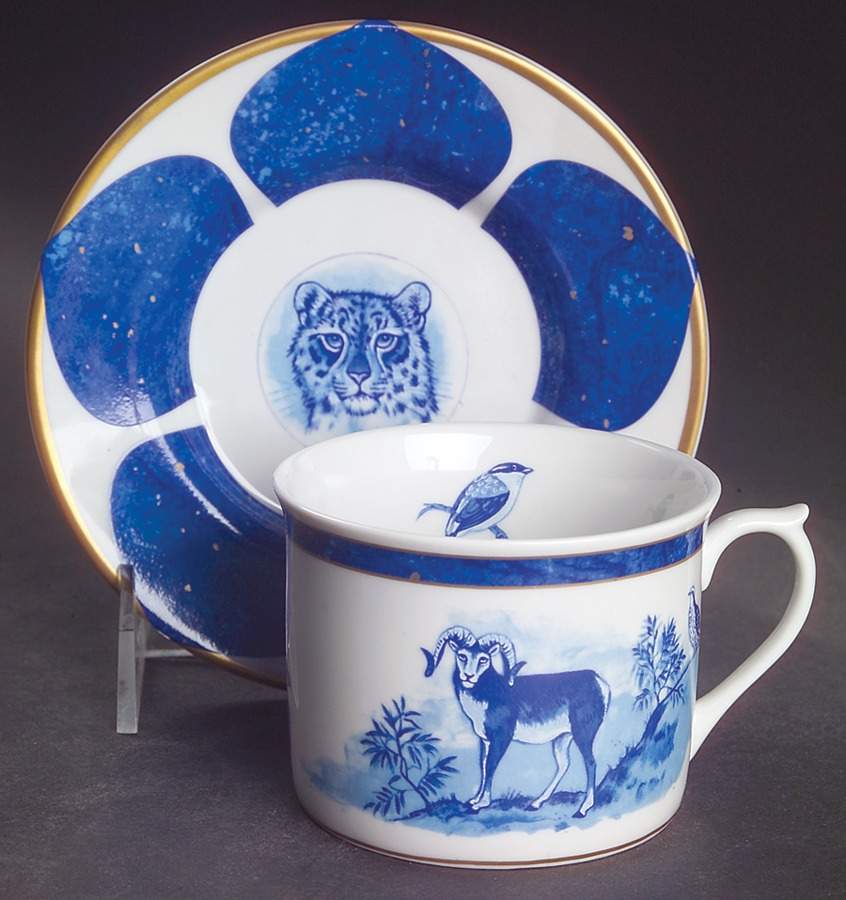 Leopard Lazuli Flat Cup & Saucer Set by Lynn Chase-1