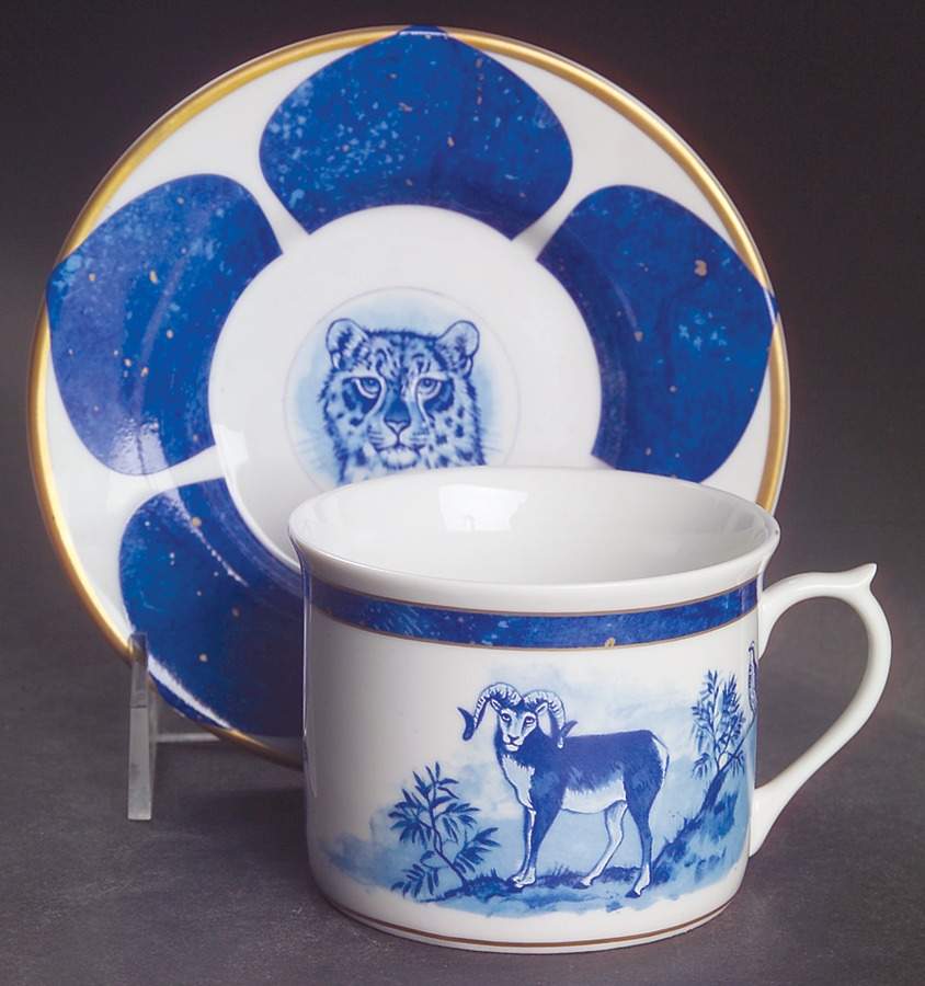 Leopard Lazuli Flat Cup & Saucer Set by Lynn Chase-1