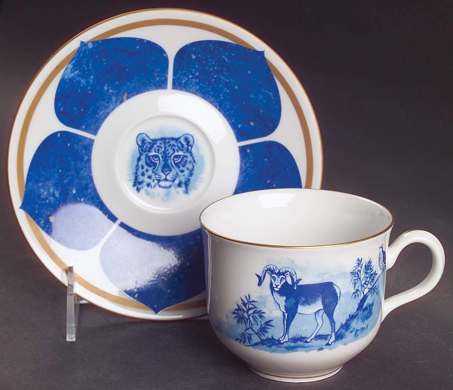 Leopard Lazuli Flat Cup & Saucer Set by Lynn Chase-1