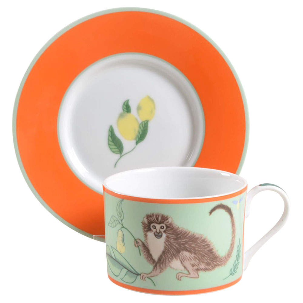 Monkey Business Flat Cup & Saucer Set by Lynn Chase-1