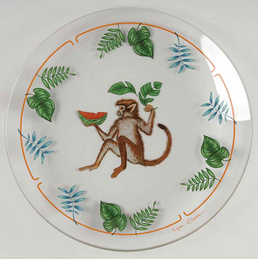 Monkey Business Glassware Dessert Plate by Lynn Chase-1