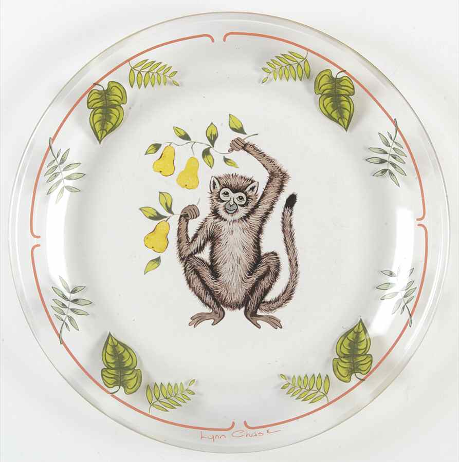Monkey Business Glassware Dessert Plate by Lynn Chase-1