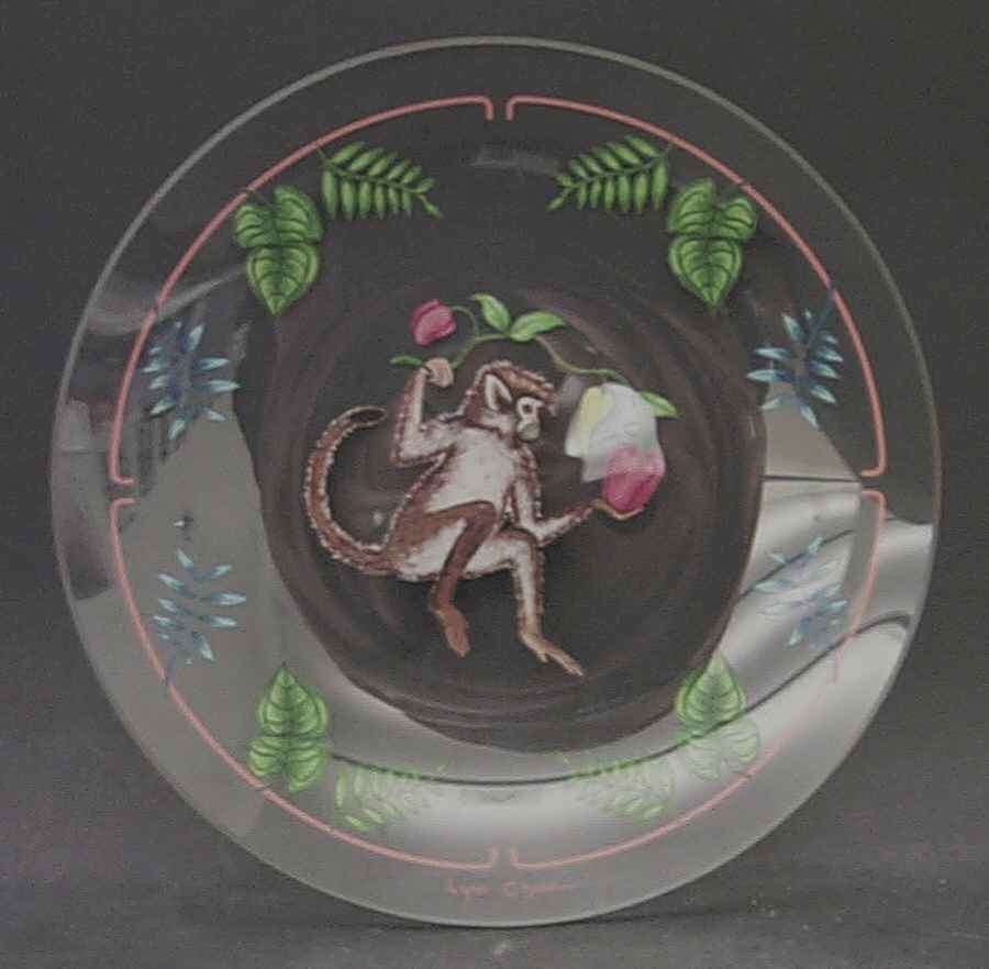 Monkey Business Glassware Dessert Plate by Lynn Chase-1