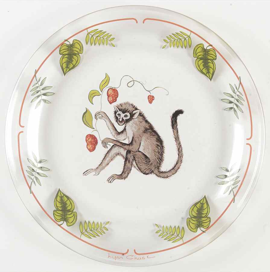 Monkey Business Glassware Dessert Plate by Lynn Chase-1