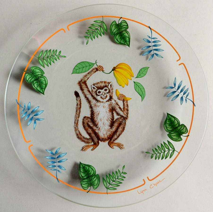 Monkey Business Glassware Dessert Plate by Lynn Chase-1