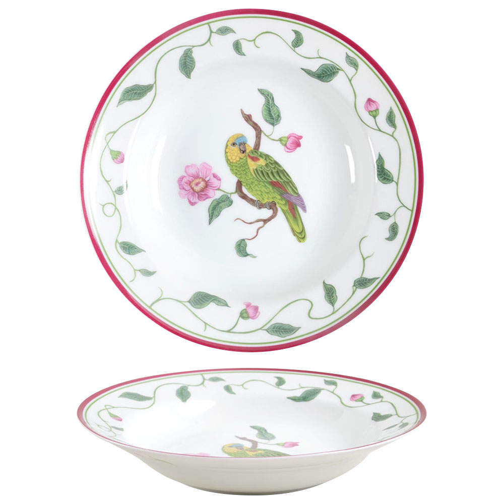 Parrots of Paradise Large Rim Soup Bowl by Lynn Chase-1