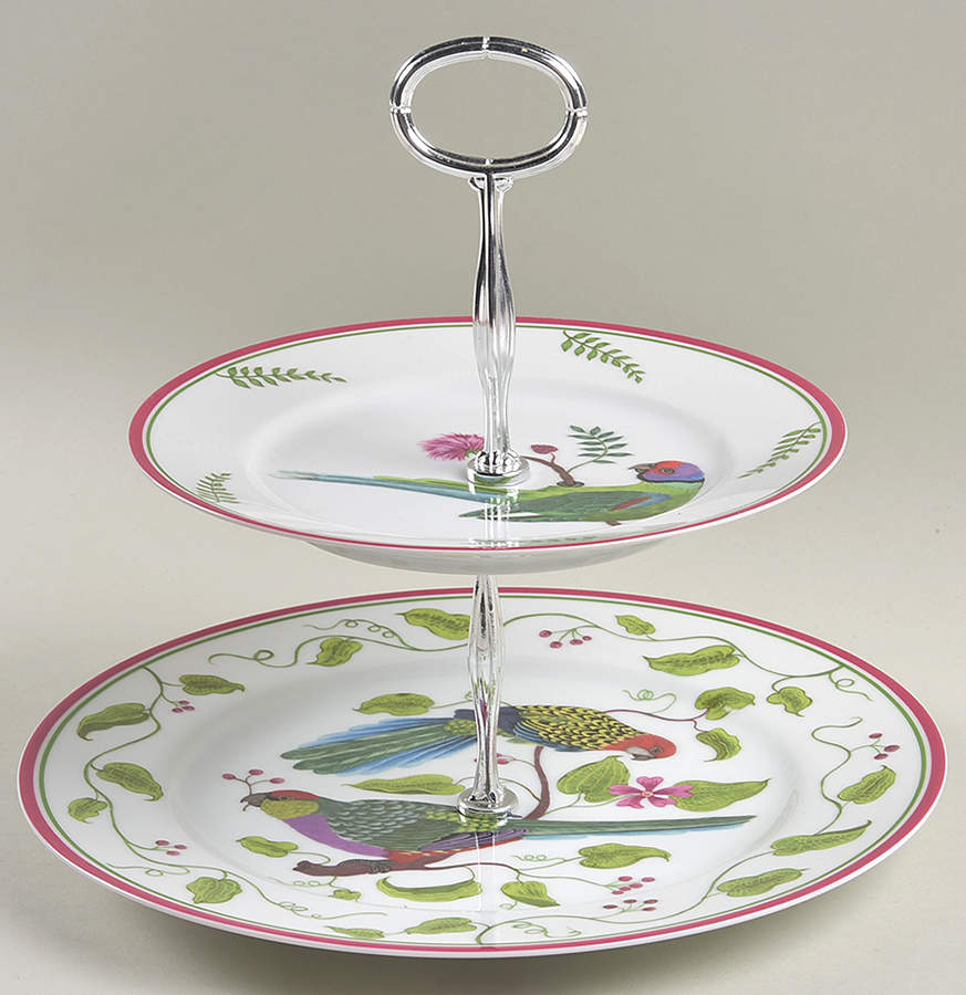 Parrots of Paradise 2 Tiered Serving Tray by Lynn Chase-1