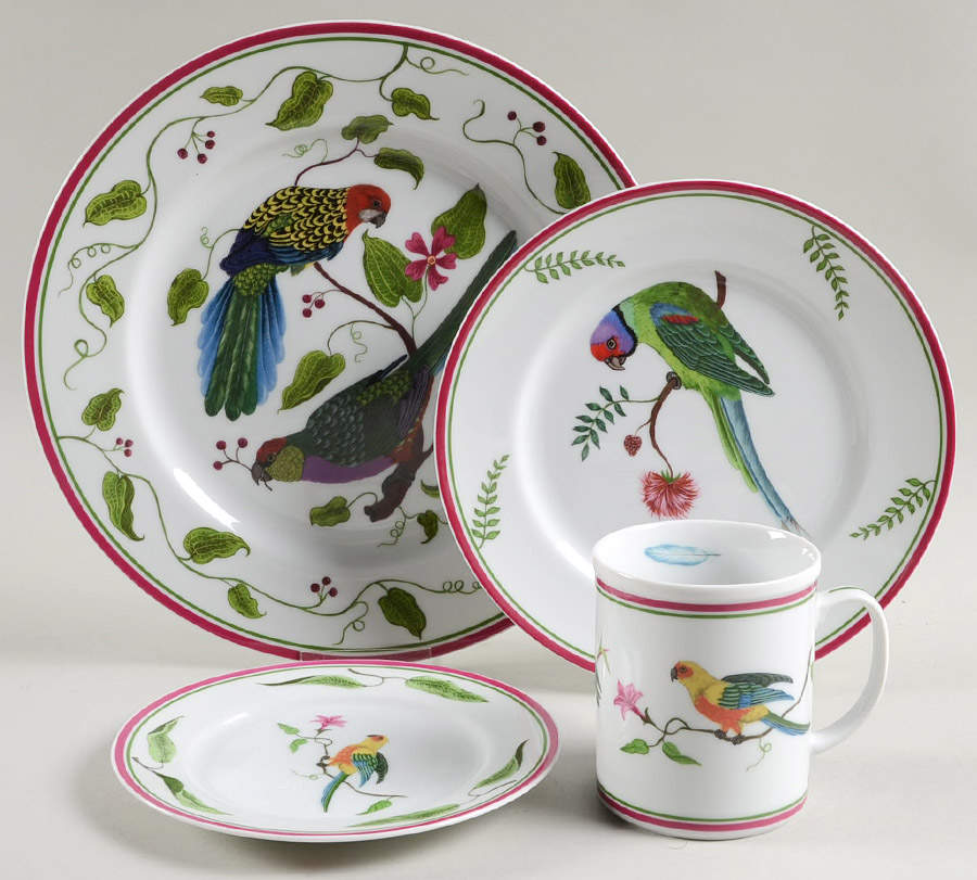 Parrots of Paradise 4 Piece Place Setting by Lynn Chase-1