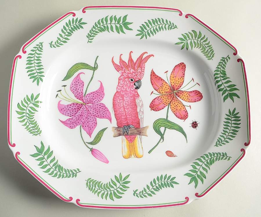 Parrots of Paradise 14" Octagonal Serving Platter by Lynn Chase-1