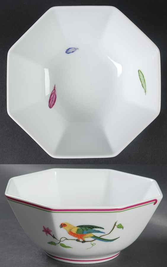 Parrots of Paradise 7" Octagonal Vegetable Bowl by Lynn Chase-1