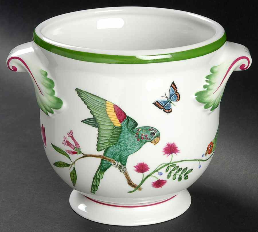 Parrots of Paradise Small Cachepot by Lynn Chase-1