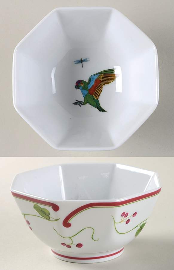 Parrots of Paradise 5" Octagonal Vegetable Bowl by Lynn Chase-1