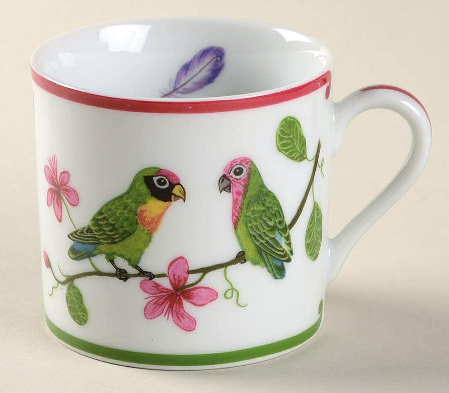Parrots of Paradise Flat Demitasse Cup by Lynn Chase-1