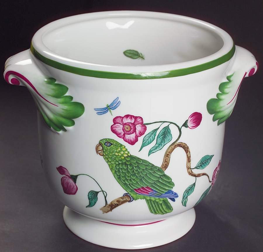 Parrots of Paradise Medium Cachepot by Lynn Chase-1