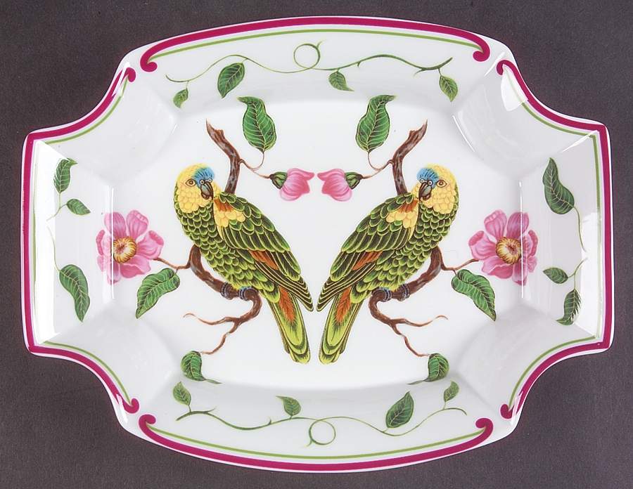 Parrots of Paradise Octagonal Tray by Lynn Chase-1