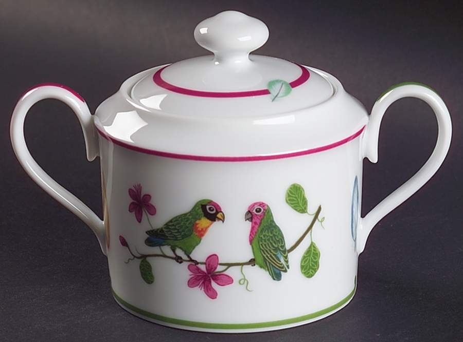 Parrots of Paradise Sugar Bowl & Lid by Lynn Chase-1