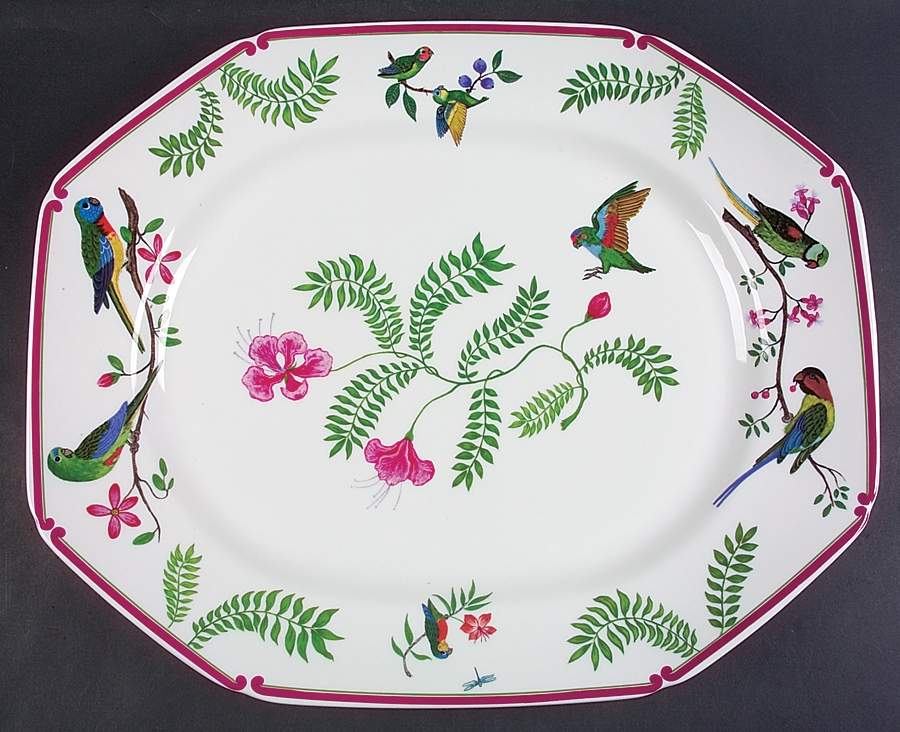 Parrots of Paradise 17" Octagonal Serving Platter by Lynn Chase-1