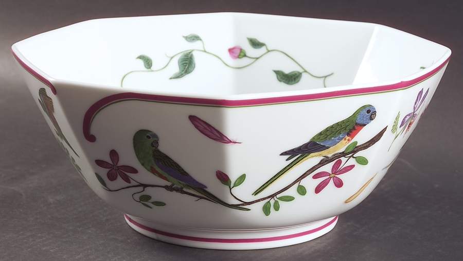 Parrots of Paradise 10" Octagonal Vegetable Bowl by Lynn Chase-1