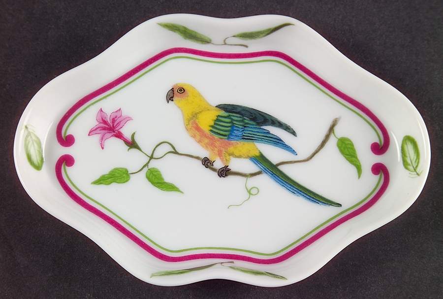 Parrots of Paradise Small Leaf Dish by Lynn Chase-1