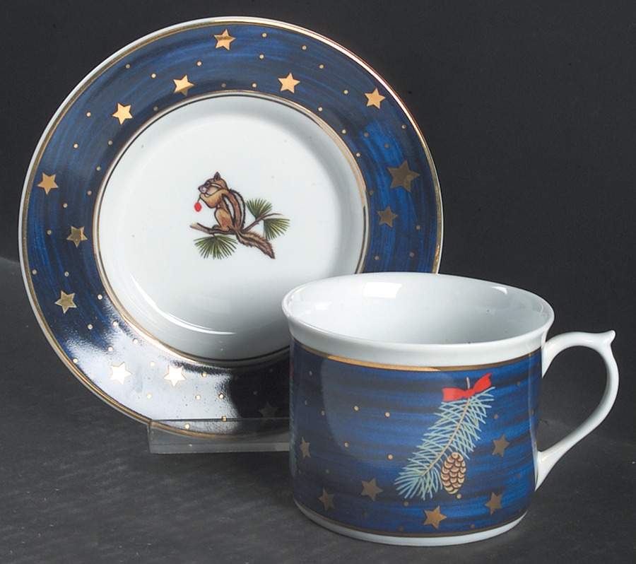 Sylvan Nocturne Flat Cup & Saucer Set by Lynn Chase-1