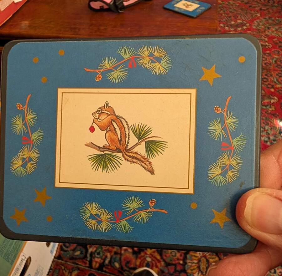 Sylvan Nocturne Rectangular Wood Coaster with Felt Back by Lynn Chase-1