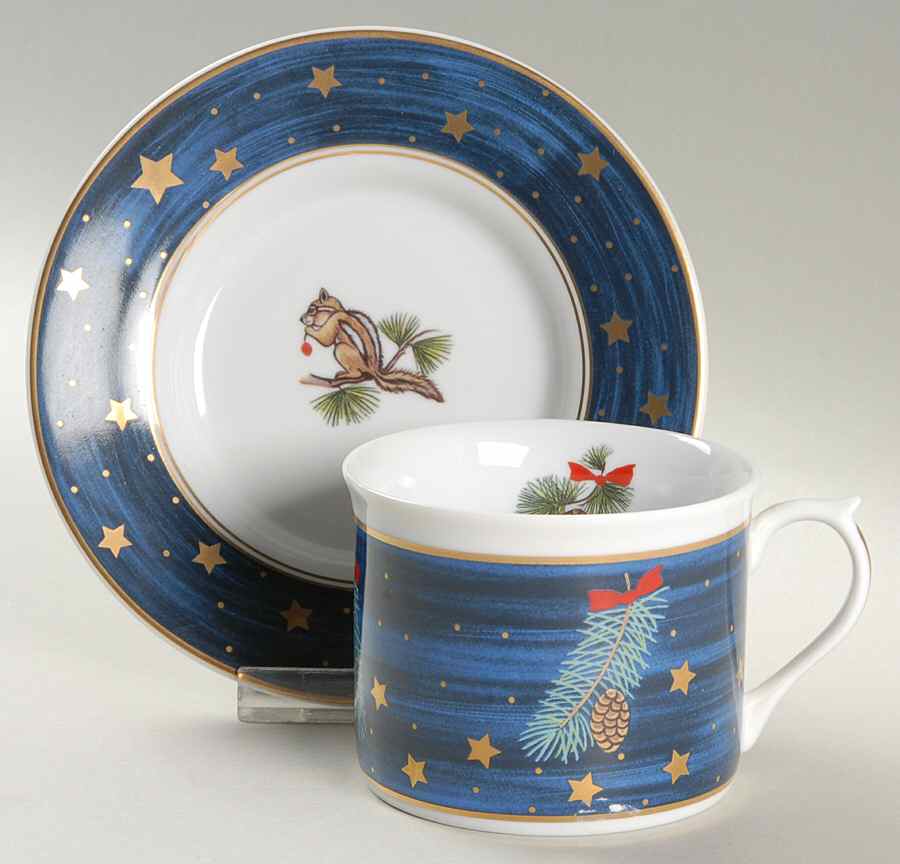 Sylvan Nocturne Flat Cup & Saucer Set by Lynn Chase-1