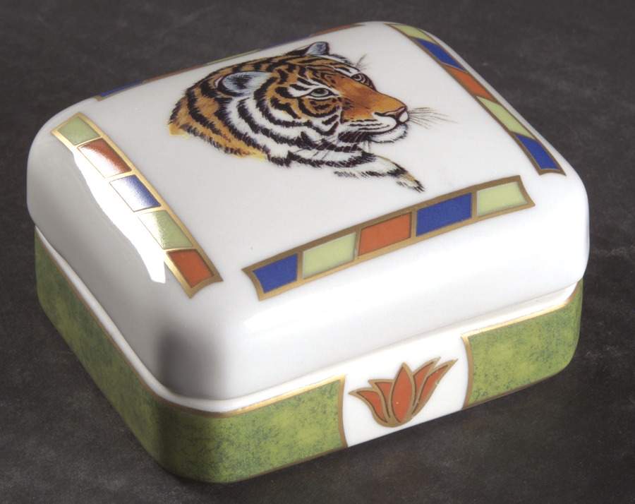 Tiger Raj Square Box with Lid by Lynn Chase-1