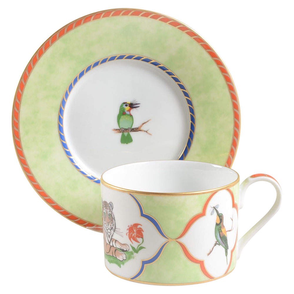 Tiger Raj Flat Cup & Saucer Set by Lynn Chase-1
