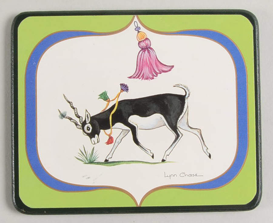Tiger Raj Rectangular Felt Back Wood Coaster by Lynn Chase-1