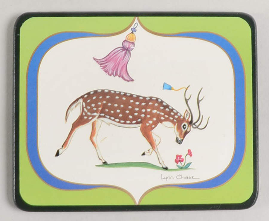 Tiger Raj Rectangular Felt Back Wood Coaster by Lynn Chase-1