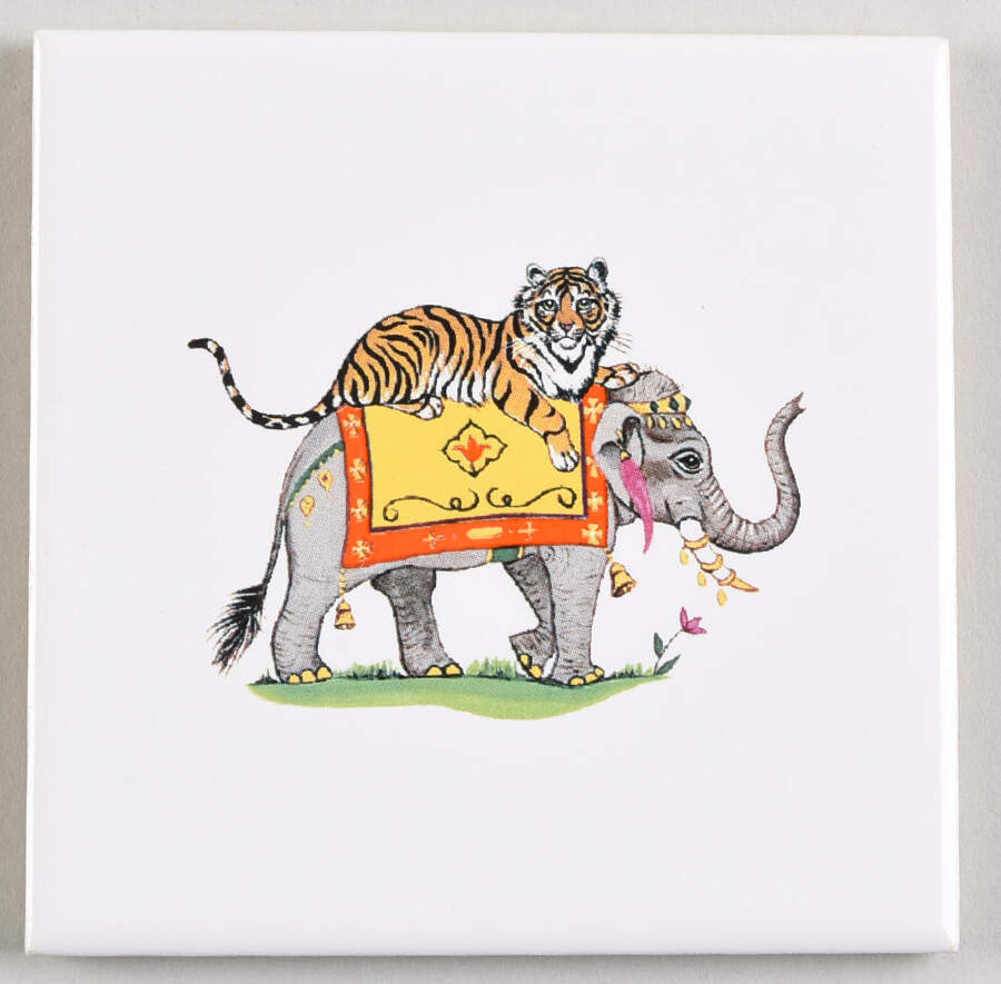 Tiger Raj 4" Square Coaster by Lynn Chase-1