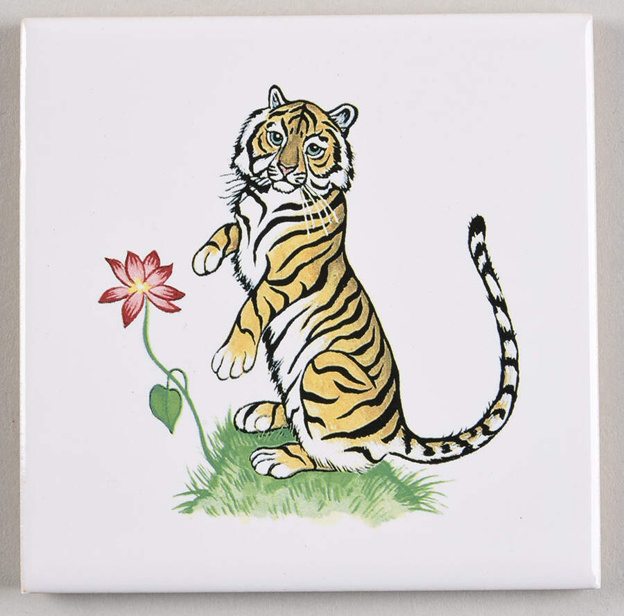 Tiger Raj 4" Square Coaster by Lynn Chase-1