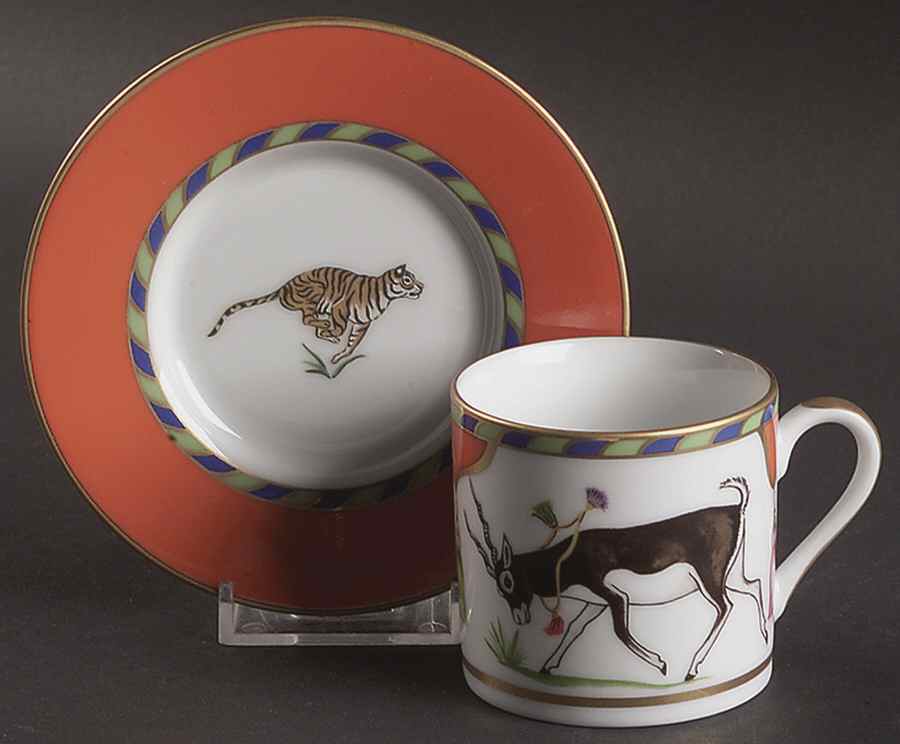 Tiger Raj Flat Demitasse Cup & Saucer Set by Lynn Chase-1