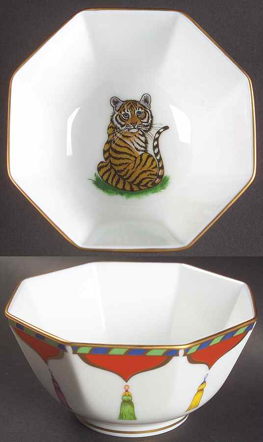 Tiger Raj 5" Octagonal Vegetable Bowl by Lynn Chase-1