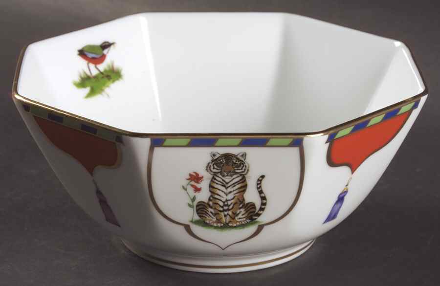 Tiger Raj 7" Octagonal Vegetable Bowl by Lynn Chase-1