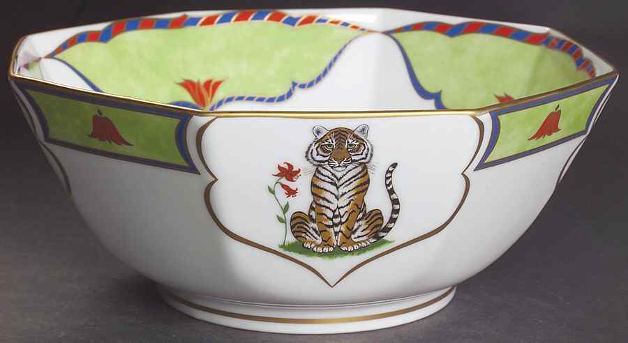 Tiger Raj 10" Octagonal Vegetable Bowl by Lynn Chase-1