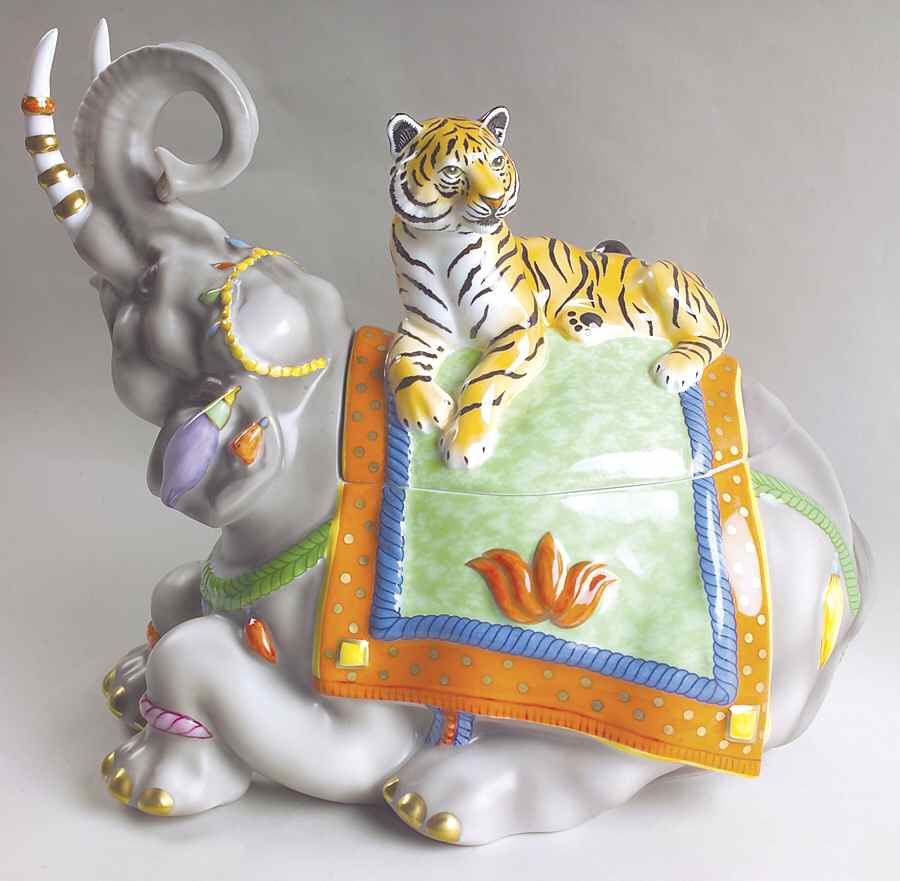 Tiger Raj Figural Tureen & Lid by Lynn Chase-1