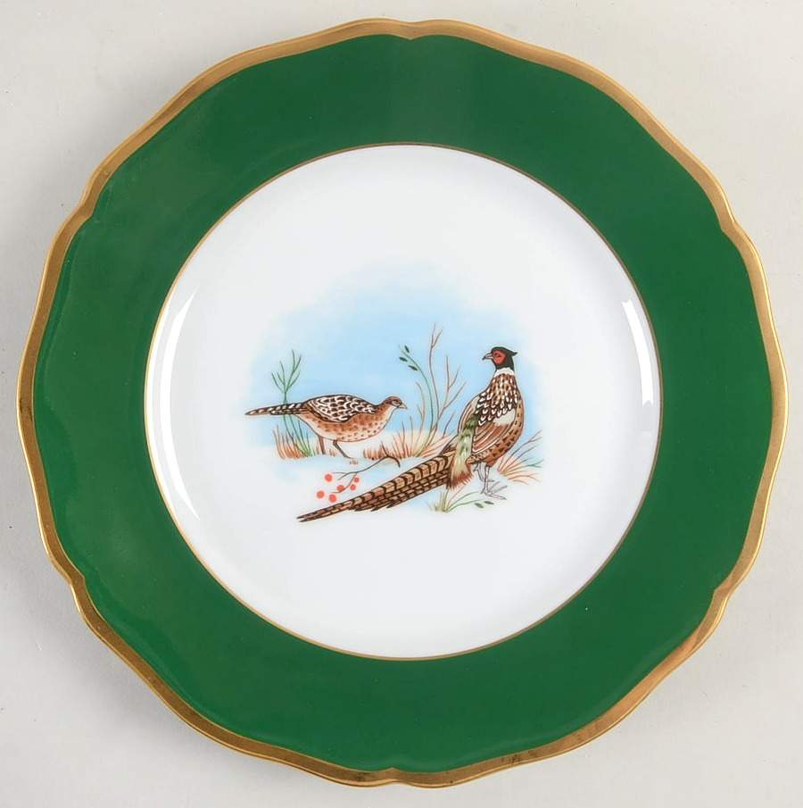Winter Game Birds Green Luncheon Plate by Lynn Chase-1