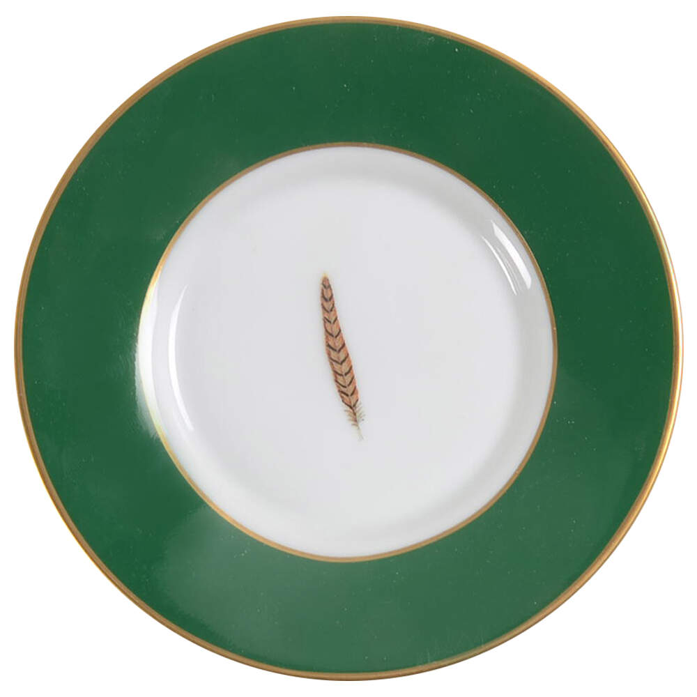Winter Game Birds Green Saucer by Lynn Chase-1